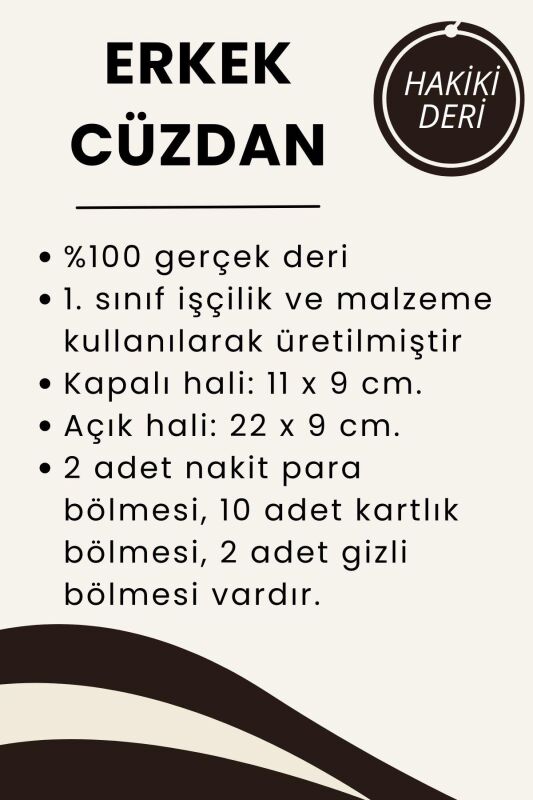 Siyah Hakiki Deri Yatay Model Klasik Erkek Cüzdan - SD3005 - 6