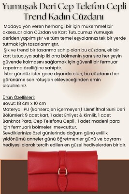 Soft Suni Deri Cep Telefon Cepli Trend Kadın Cüzdanı - PRS-Yağmur-Bebe Mavisi - 5