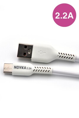 Type-C & USB 2.2 A Şarj Kablosu 1 Metre Beyaz Samsung Oppo Xiaomi Modellerle Uyumlu - 1