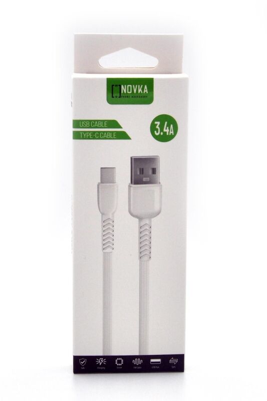 Type-C & USB 3.4 A Şarj Kablosu 1 Metre Beyaz Samsung Oppo Xiaomi Modellerle Uyumlu - 5