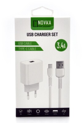 Type-C & USB Girişli 3.4 A Şarj Cihazı 1 Metre Kablo + Adaptör Samsung Oppo Xiaomi Modellerle Uyumlu - 5