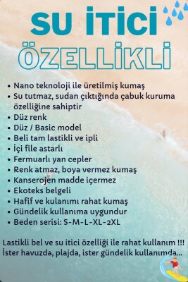 Sarı Su İtici Özellikli Düz Renk Basic Erkek Plaj Deniz Şort Mayo - 301-Sarı - 5