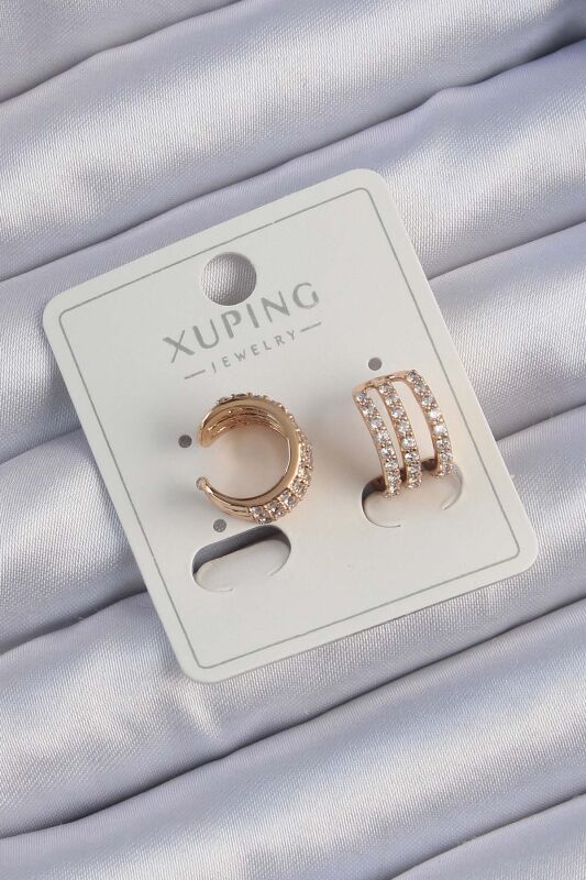 Xuping Rose Renk Sıralı Zirkon Taşlı Earcuff Küpe - EBJ240913W28070 - 1