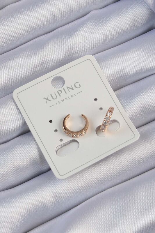 Xuping Rose Renk Zirkon Taşlı Ay Görünümlü Earcuff Küpe - EBJ240913W28061 - 1