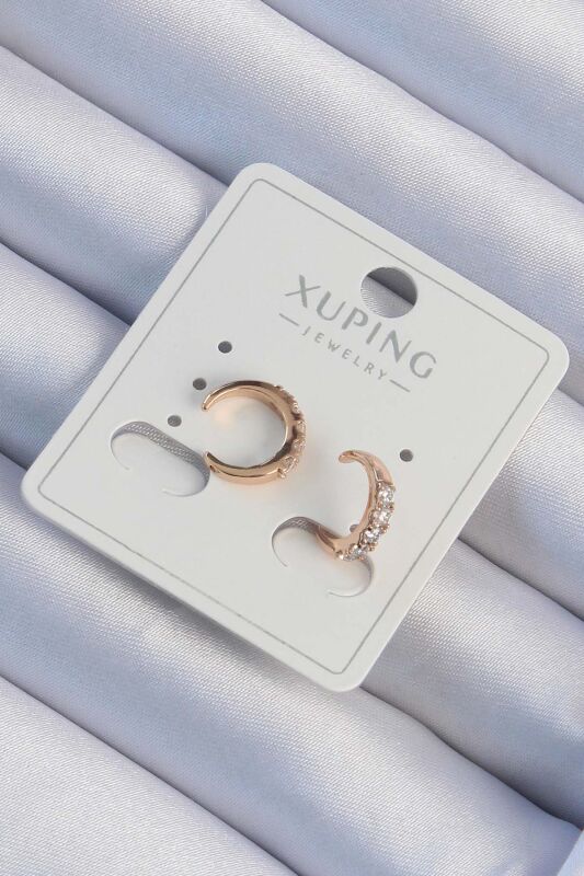 Xuping Rose Renk Zirkon Taşlı Ay Model Earcuff Küpe - EBJ240913W28105 - 1