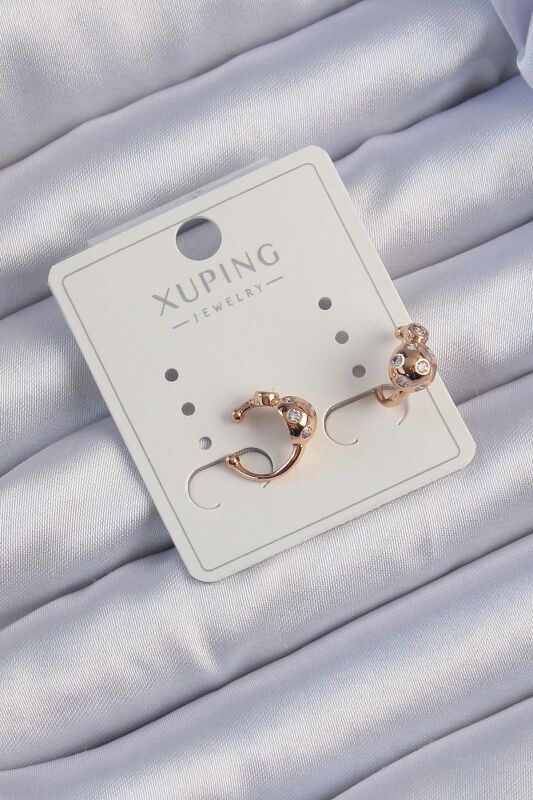 Xuping Rose Renk Zirkon Taşlı Bombeli Topçuk Earcuff Küpe - EBJ240913W28069 - 1