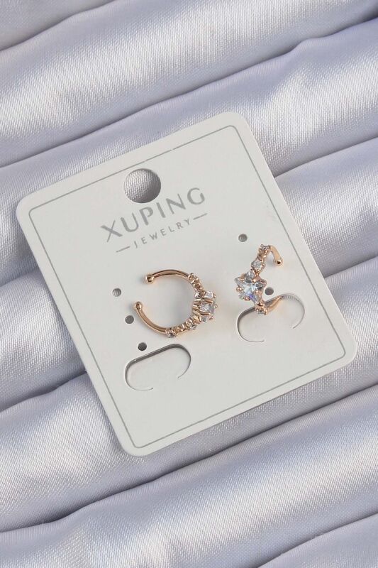 Xuping Rose Renk Zirkon Taşlı Yıldız Model Earcuff Küpe - EBJ240913W28073 - 1