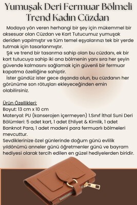 Yumuşak Suni Deri Fermuar Bölmeli Trend Kadın Cüzdan - PRS-Elif-Bebe Mavisi - 6